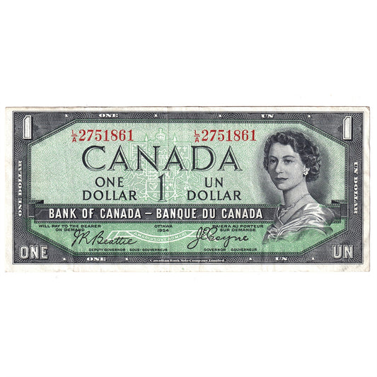 BC-29b 1954 Canada $1 Beattie-Coyne, Devil's Face, L/A, VF-EF