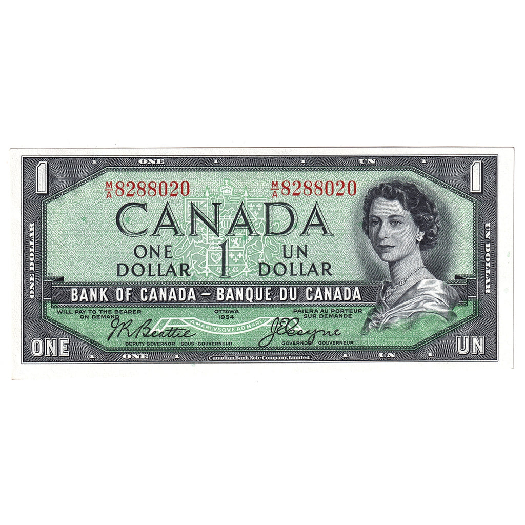 BC-29b 1954 Canada $1 Beattie-Coyne, Devil's Face, M/A, Uncirculated (MS60)