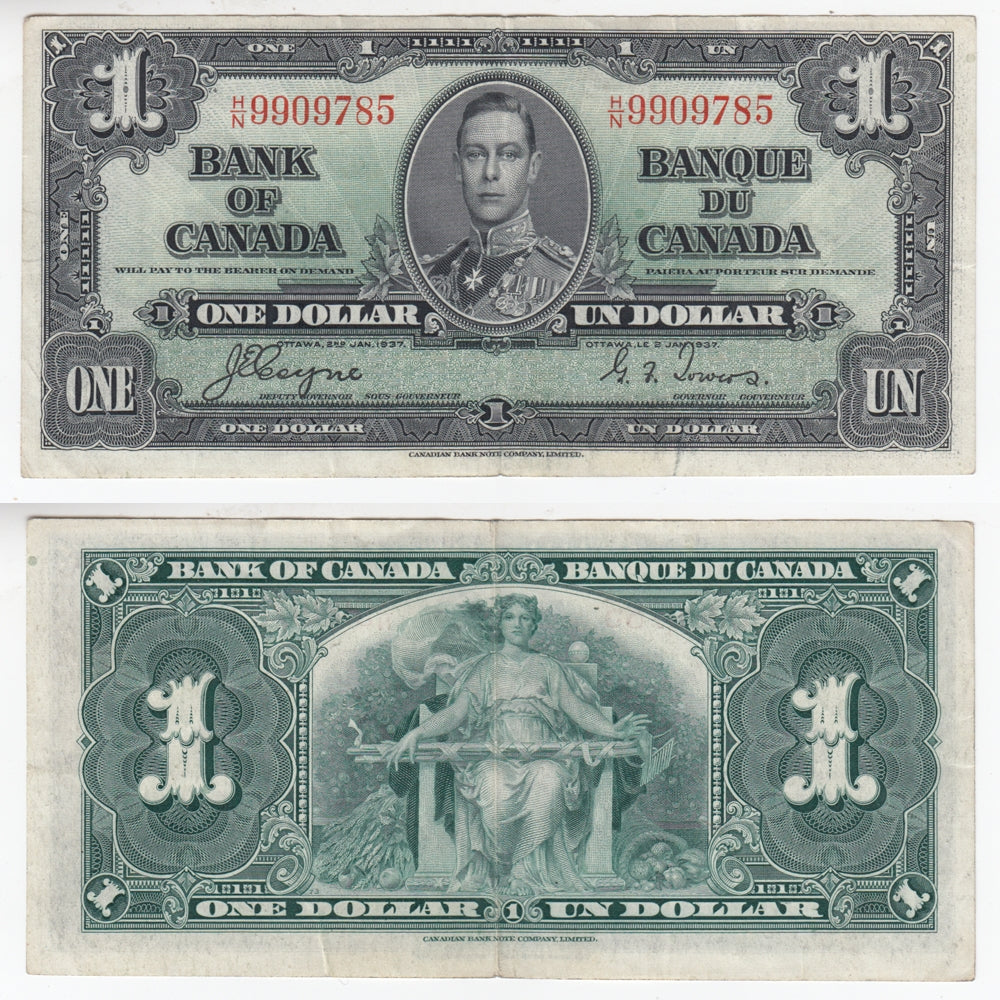BC-21d 1937 Canada $1 Coyne-Towers, H/N, EF-AU (EF45)