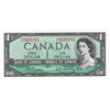 BC-37b 1954 Canada $1 Beattie-Rasminsky, C/Y, AU-UNC (AU55)