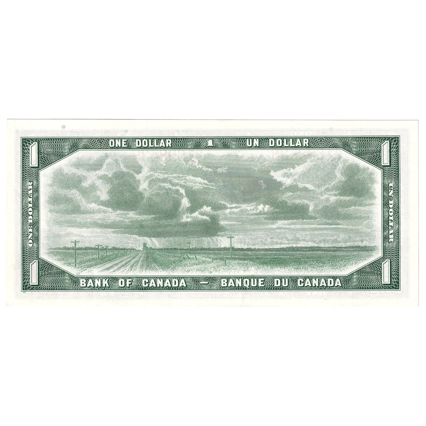BC-37b 1954 Canada $1 Beattie-Rasminsky, H/Y, Almost Uncirculated (AU50)