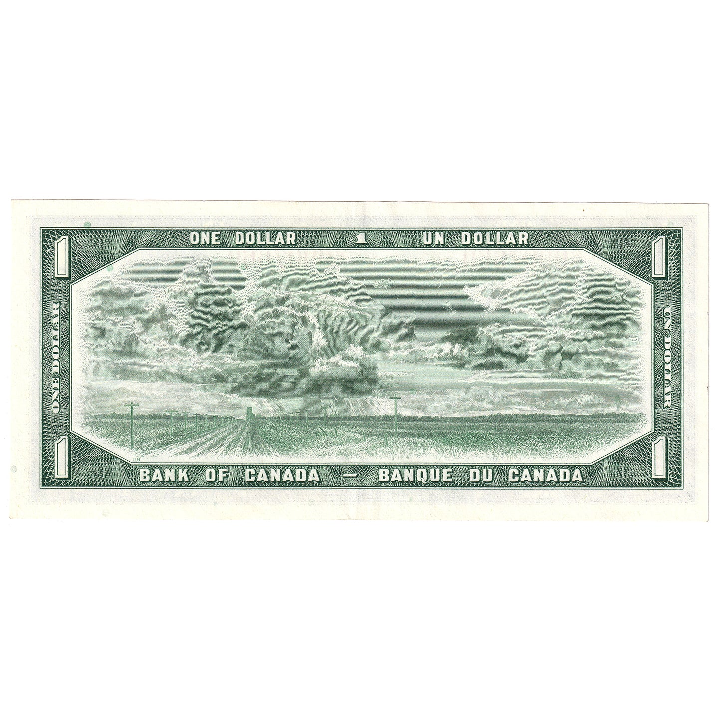 BC-37b 1954 Canada $1 Beattie-Rasminsky, O/Y, Almost Uncirculated (AU50)
