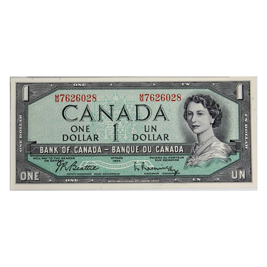 BC-37b-i 1954 Canada $1 Beattie-Rasminsky, M/M, AU-UNC (AU55)
