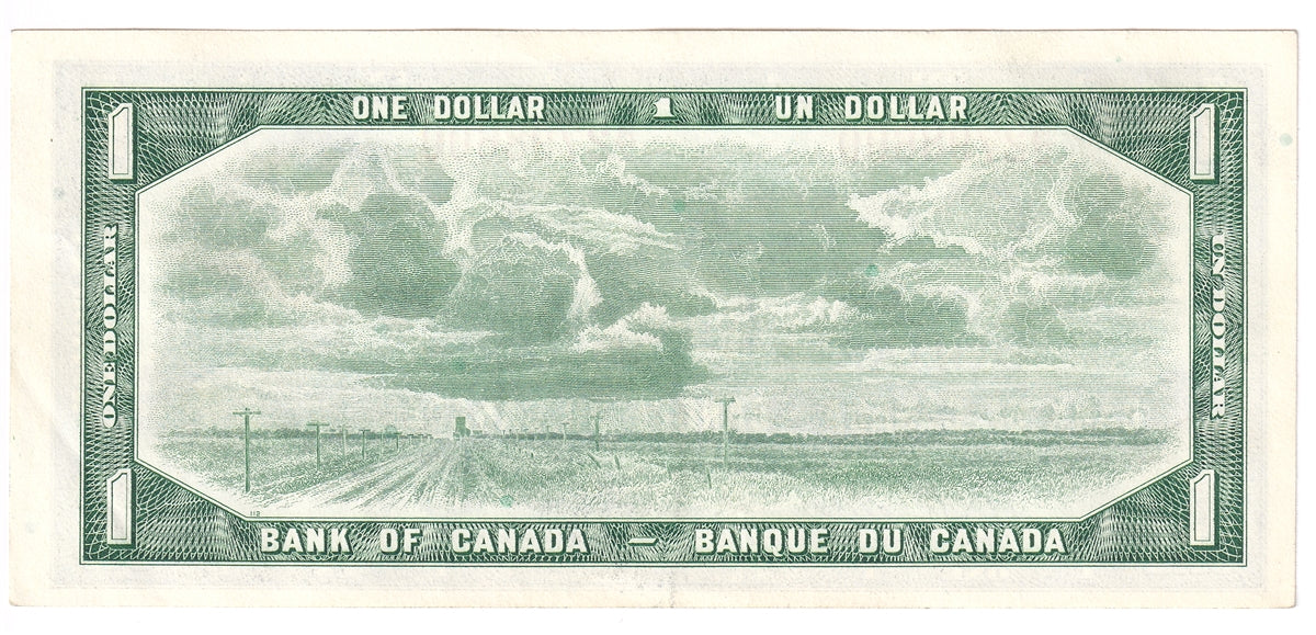 BC-37b-i 1954 Canada $1 Beattie-Rasminsky, M/Z, Almost Uncirculated (AU50)