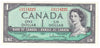 BC-37b-i 1954 Canada $1 Beattie-Rasminsky, T/Z, AU-UNC (AU55)