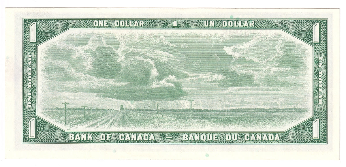 BC-37b-i 1954 Canada $1 Beattie-Rasminsky, T/Z, AU-UNC (AU55)