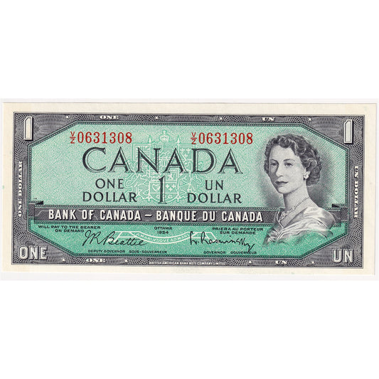 BC-37b-i 1954 Canada $1 Beattie-Rasminsky, V/Z, CUNC