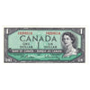 BC-37b-i 1954 Canada $1 Beattie-Rasminsky, V/Z, Almost Uncirculated (AU50)