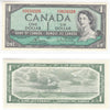 BC-37c 1954 Canada $1 Bouey-Rasminsky, U/F, AU-UNC (AU55)