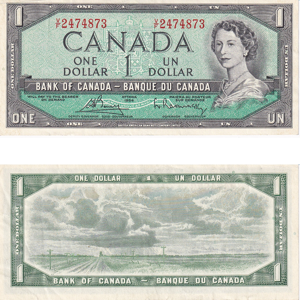 BC-37c 1954 Canada $1 Bouey-Rasminsky, V/F, Extra Fine (EF40)
