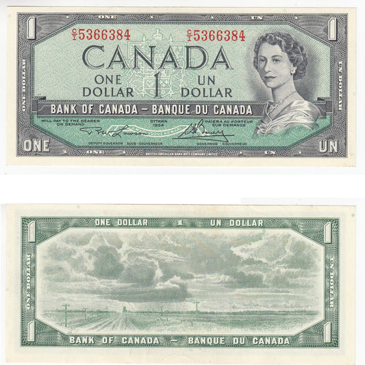 BC-37d 1954 Canada $1 Lawson-Bouey, C/I, AU-UNC