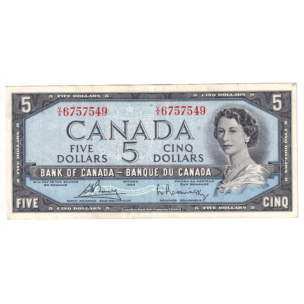 BC-39c 1954 Canada $5 Bouey-Rasminsky, V/X, VF-EF (VF30)