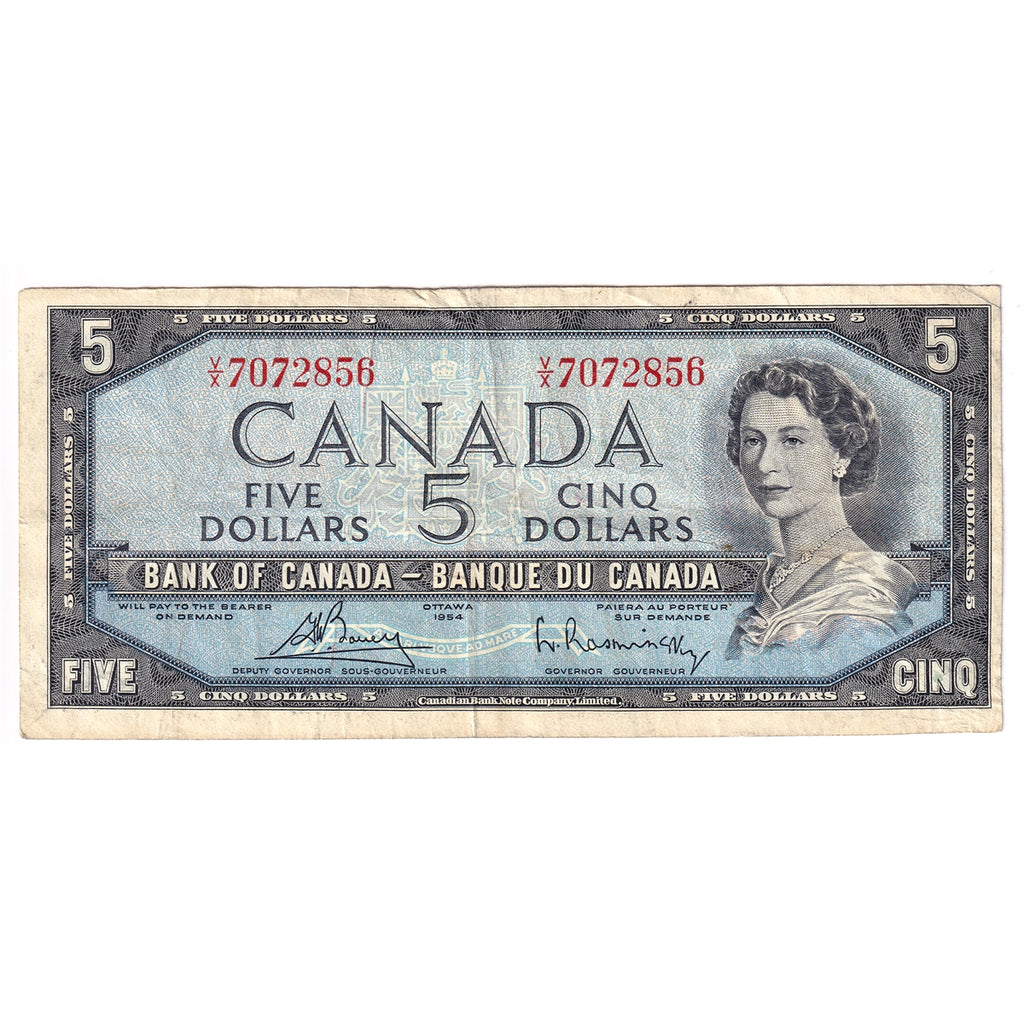 BC-39c 1954 Canada $5 Bouey-Rasminsky, V/X, F-VF (F15)