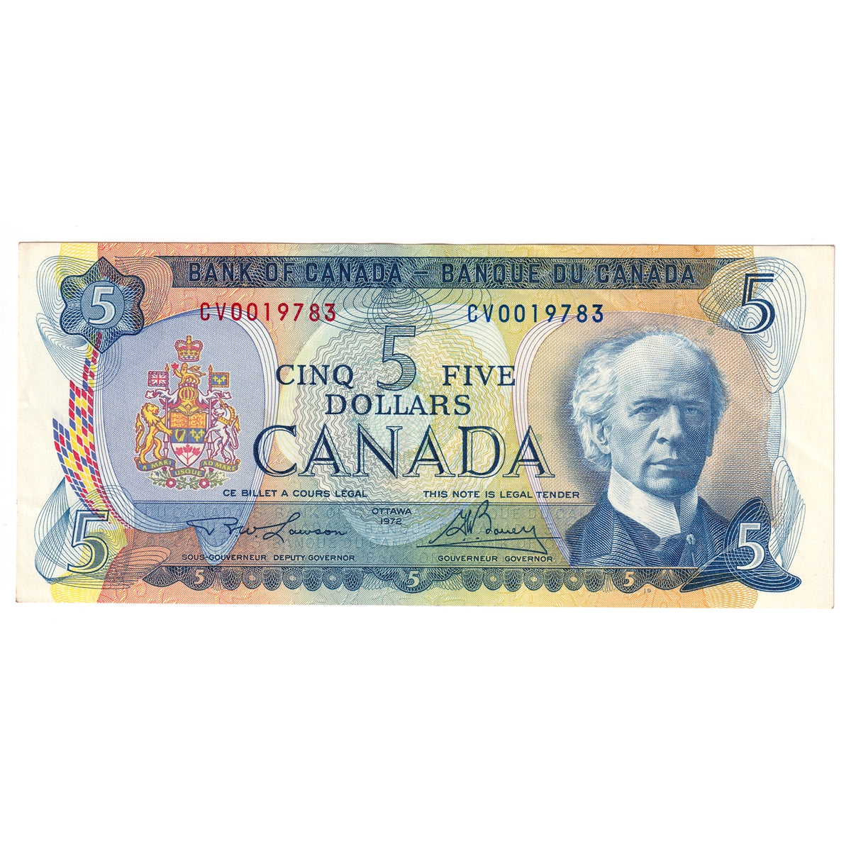 BC-48b 1972 Canada $5 Lawson-Bouey, CV, Almost Uncirculated (AU50)