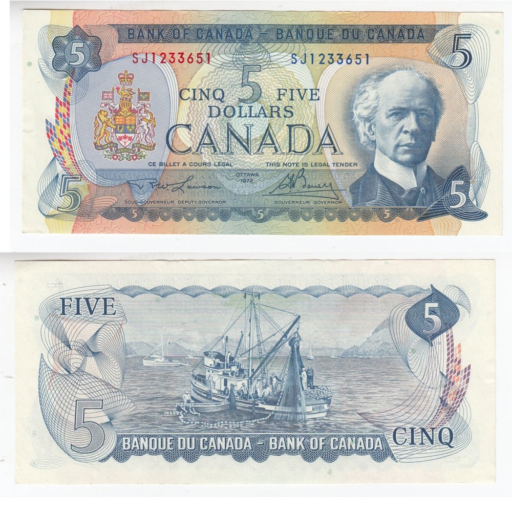 BC-48b 1972 Canada $5 Lawson-Bouey, SJ, AU-UNC (AU55)