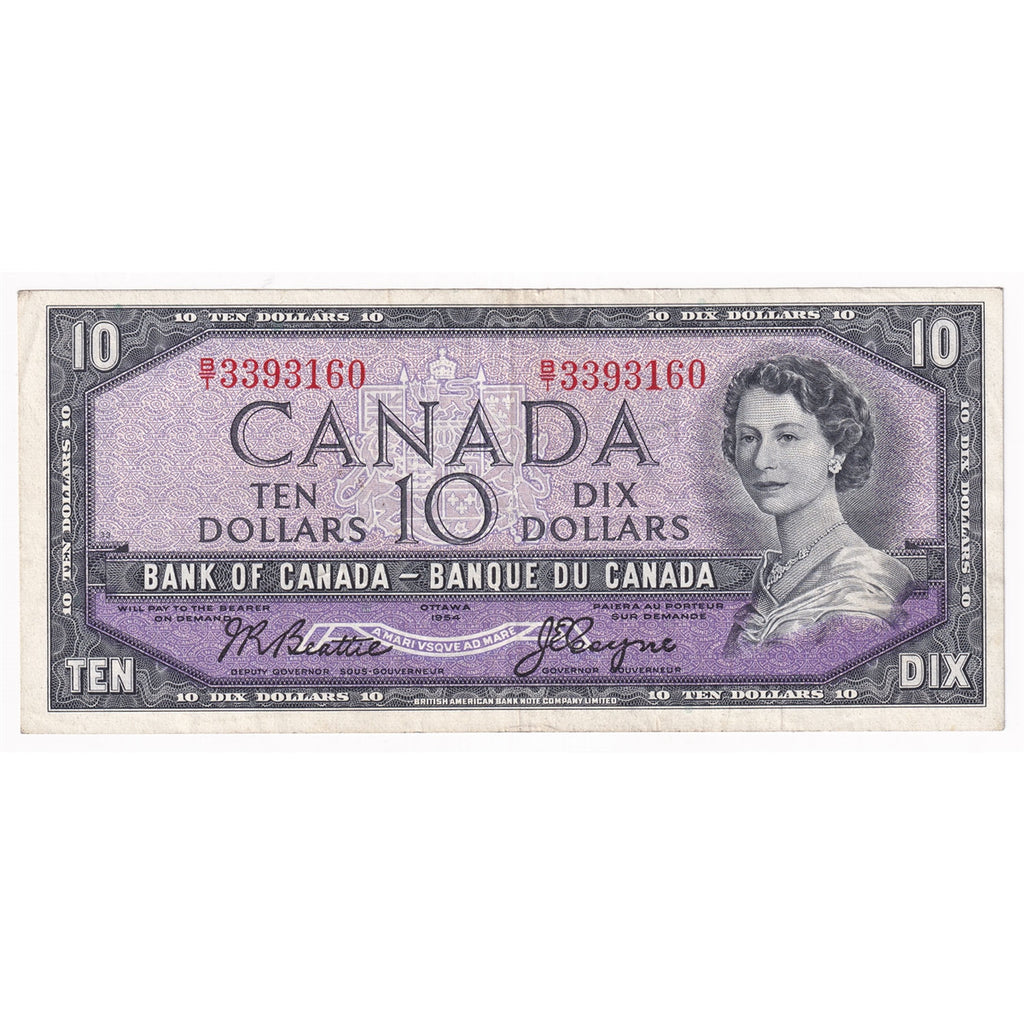 BC-40a 1954 Canada $10 Beattie-Coyne, B/T, Very Fine (VF20)