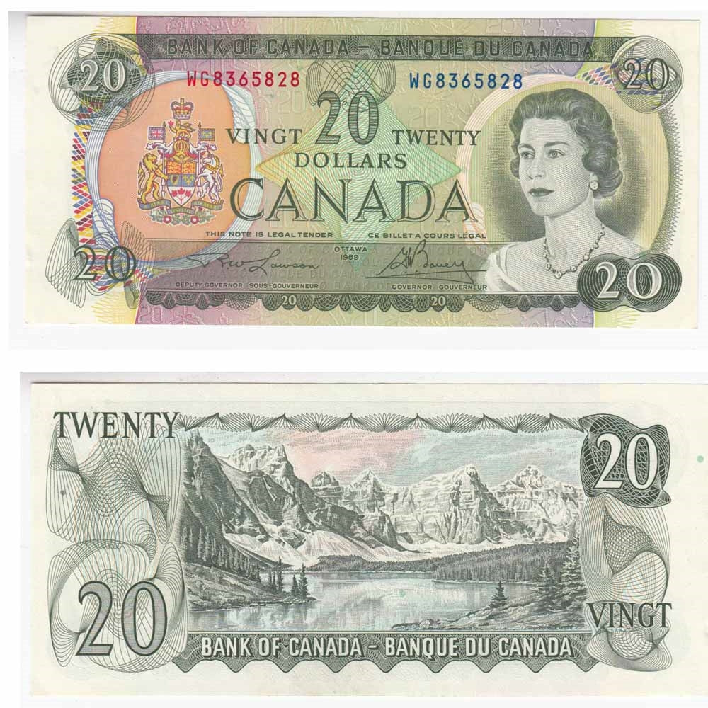 BC-50b 1969 Canada $20 Lawson-Bouey, WG, AU-UNC (AU55)