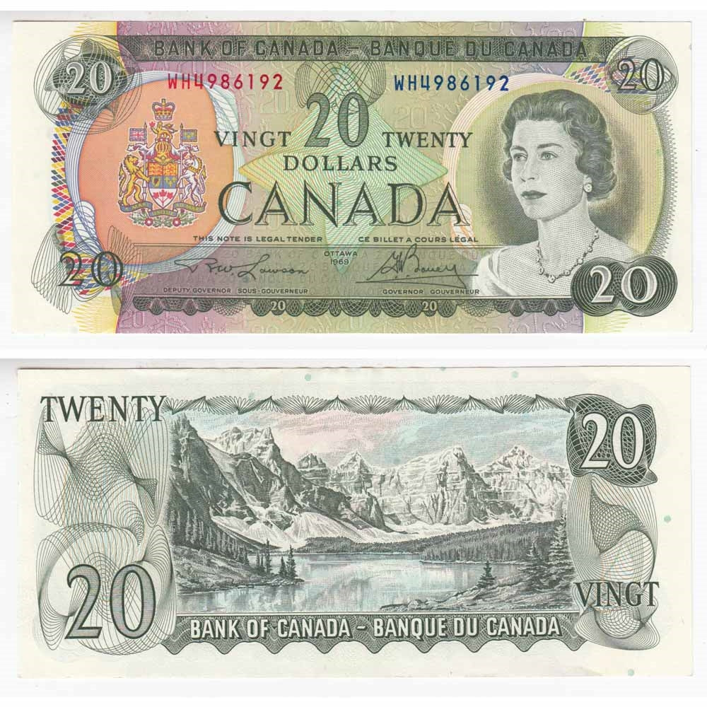 BC-50b 1969 Canada $20 Lawson-Bouey, WH, AU-UNC (AU55)