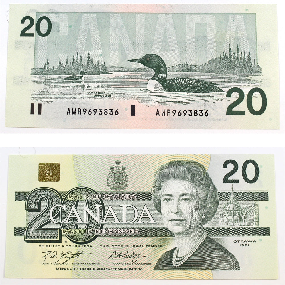 BC-58d-i 1991 Canada $20 Knight-Dodge, AWR, AU-UNC (AU55)