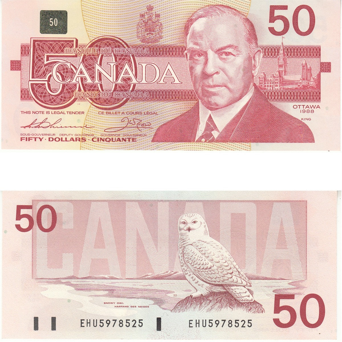 BC-59a 1988 Canada $50 Thiessen-Crow, EHU, Uncirculated (MS60)