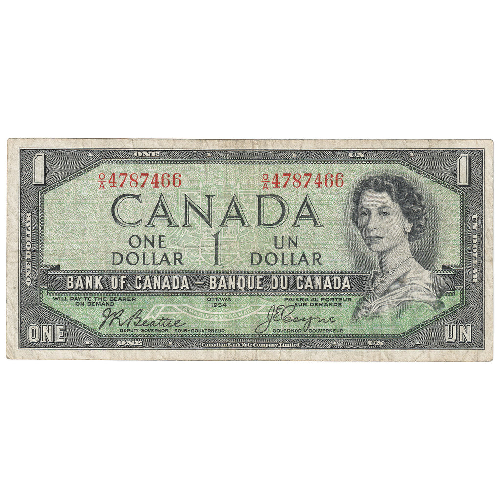 BC-29b 1954 Canada $1 Beattie-Coyne, Devil's Face, O/A, F-VF (F15)