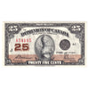 DC-24c 1923 Dominion 25-cent Shinplaster, McCavour-Saunders, Almost Uncirculated (AU50)