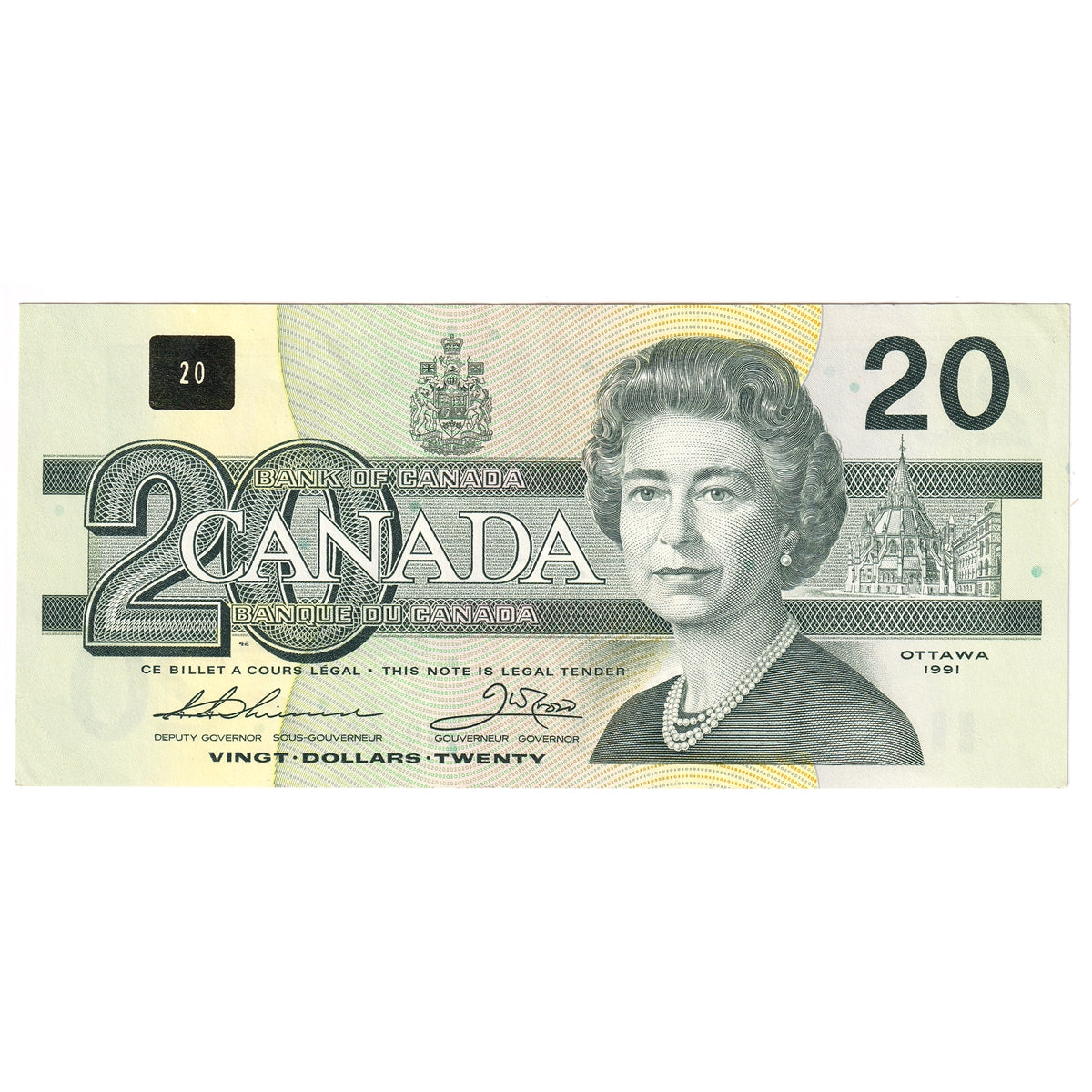 BC-58a-i 1991 Canada $20 Thiessen-Crow, EIS, Almost Uncirculated (AU50)