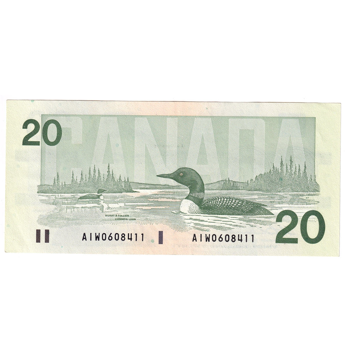 BC-58a-ii 1991 Canada $20 Thiessen-Crow, AIW Without Serifs, AU