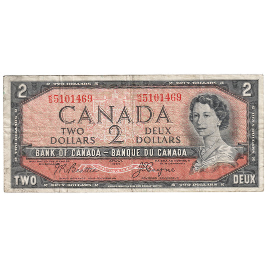 BC-38a 1954 Canada $2 Beattie-Coyne, K/B, F
