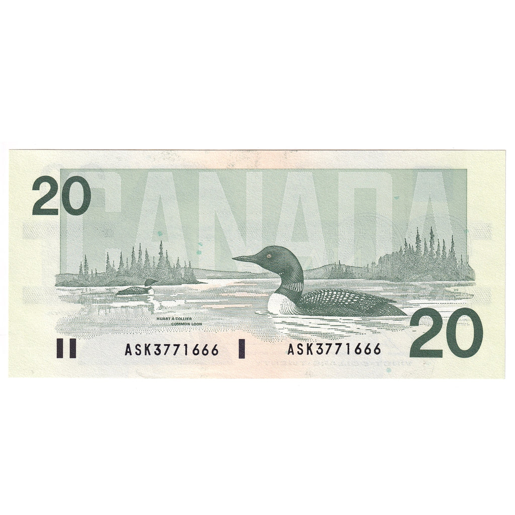 BC-58b-i 1991 Canada $20 Bonin-Thiessen, ASK, AU-UNC (AU55)