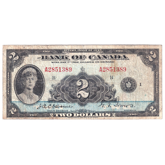 BC-3 1935 Canada $2 Osborne-Towers, English, VG