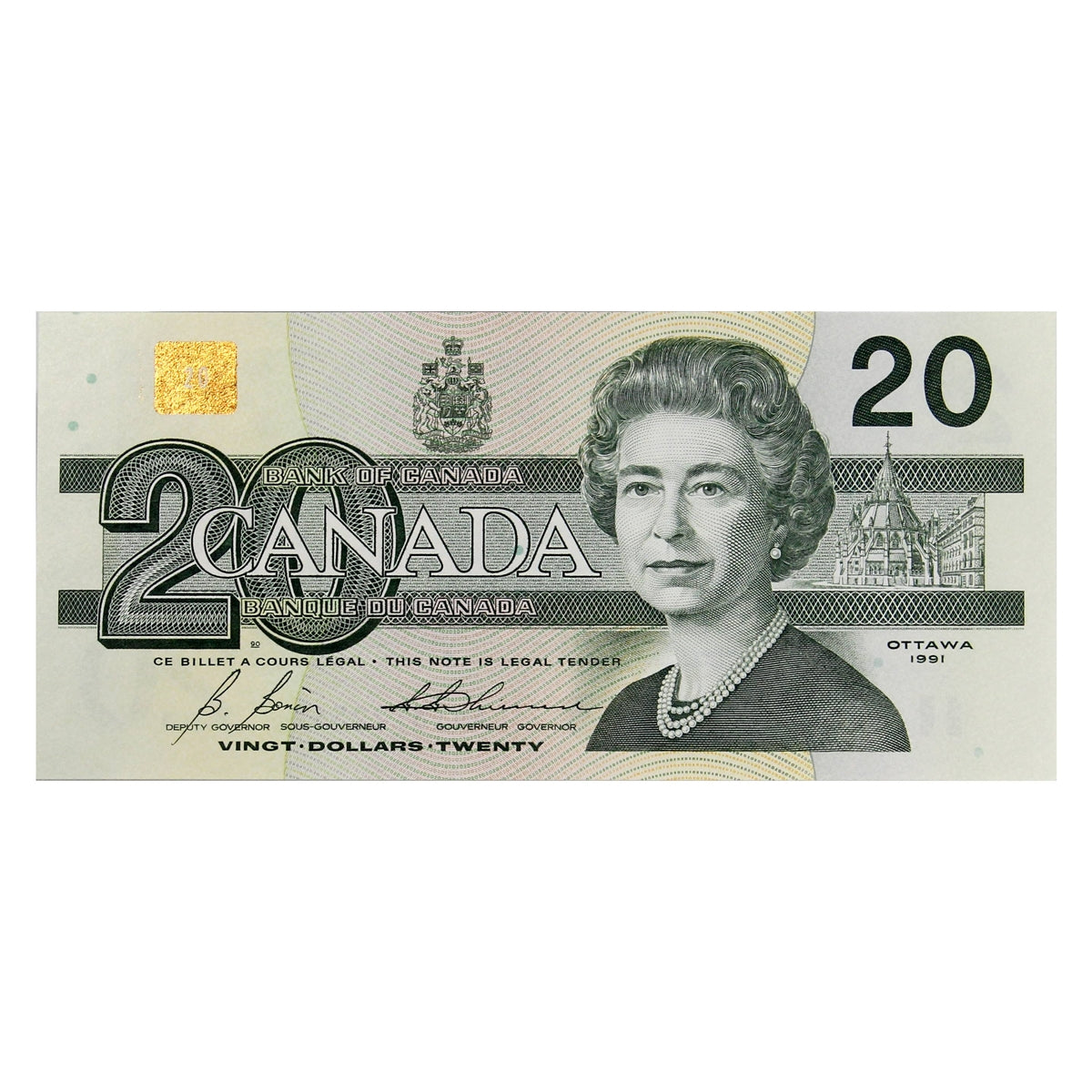 BC-58b-i 1991 Canada $20 Bonin-Thiessen, AVI, Uncirculated (MS60)