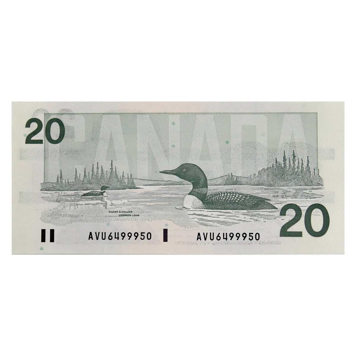 BC-58b-i 1991 Canada $20 Bonin-Thiessen, AVU, AU-UNC (AU55)