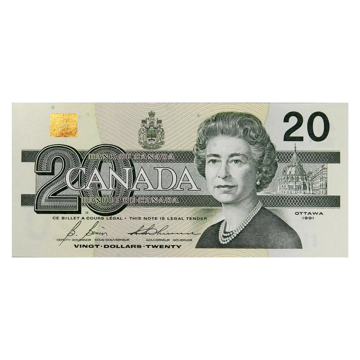 BC-58b-i 1991 Canada $20 Bonin-Thiessen, AVU, AU-UNC (AU55)