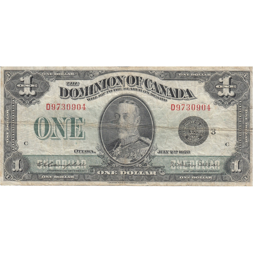 DC-25n 1923 Dominion $1 Campbell-Sellar, Black Seal 3, Very Good (VG8)
