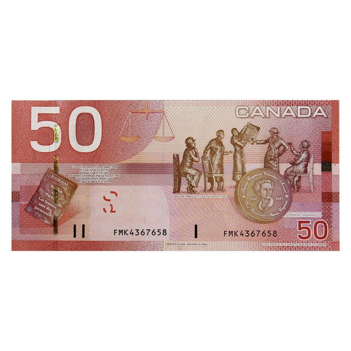 BC-65b 2008 Canada $50 Jenkins-Carney, FMK, Choice Uncirculated (CUNC63)