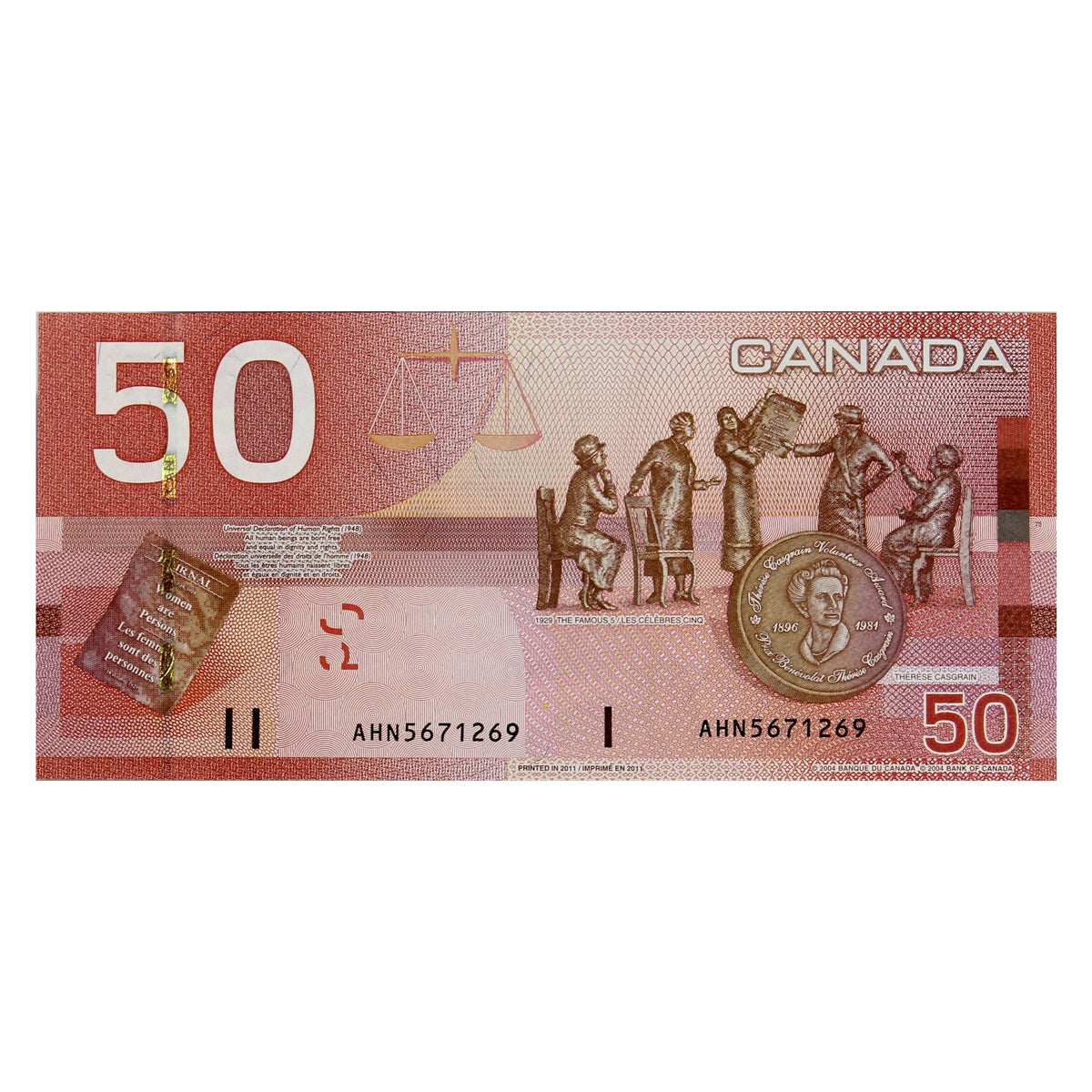 BC-65c 2011 Canada $50 Macklem-Carney, AHN, AU-UNC (AU55)