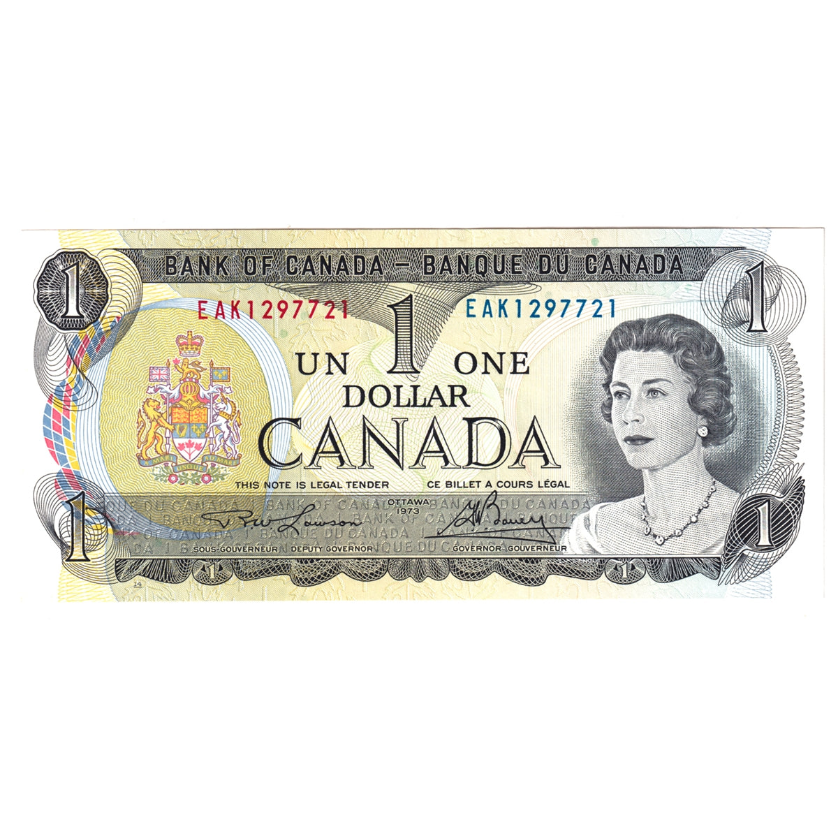 BC-46a-i 1973 Canada $1 Lawson-Bouey, EAK, Lithographed, Uncirculated (MS60)