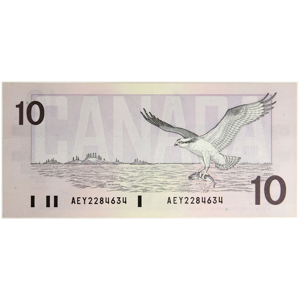BC-57a 1989 Canada $10 Thiessen-Crow, AEY, Almost Uncirculated (AU50)