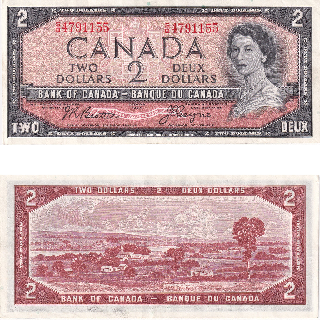 BC-38a 1954 Canada $2 Beattie-Coyne, S/B, Extra Fine (EF40)