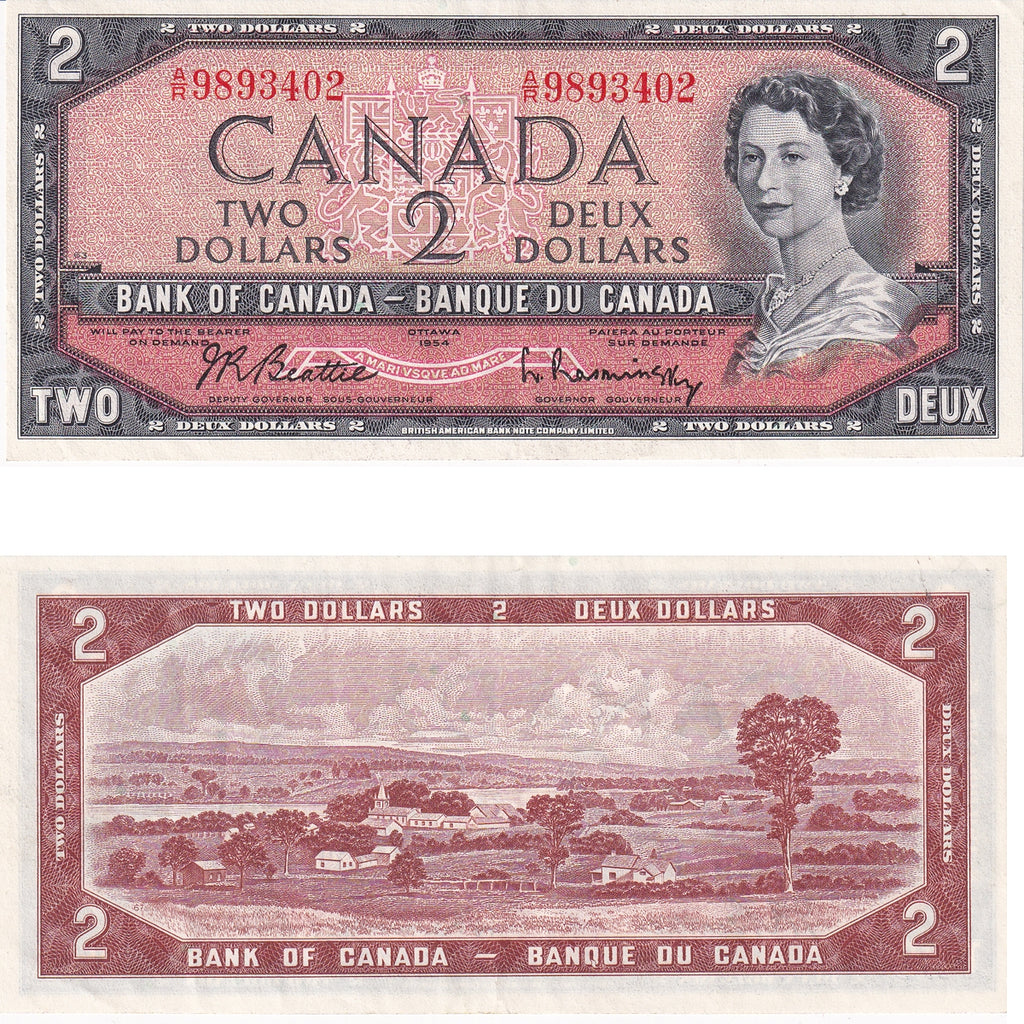 BC-38b 1954 Canada $2 Beattie-Rasminsky, A/R, Extra Fine (EF40)