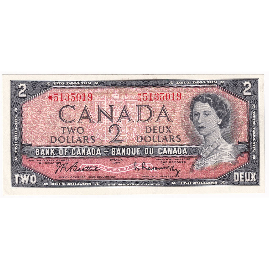 BC-38b 1954 Canada $2 Beattie-Rasminsky, B/R, AU-UNC (AU55)