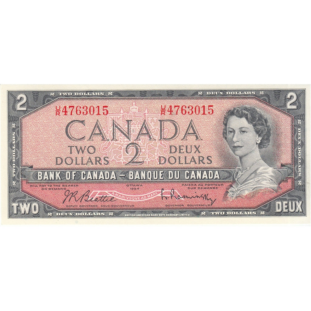 BC-38b 1954 Canada $2 Beattie-Rasminsky, U/R, Uncirculated (MS60)