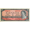 BC-38b 1954 Canada $2 Beattie-Rasminsky, X/R, Almost Uncirculated (AU50)