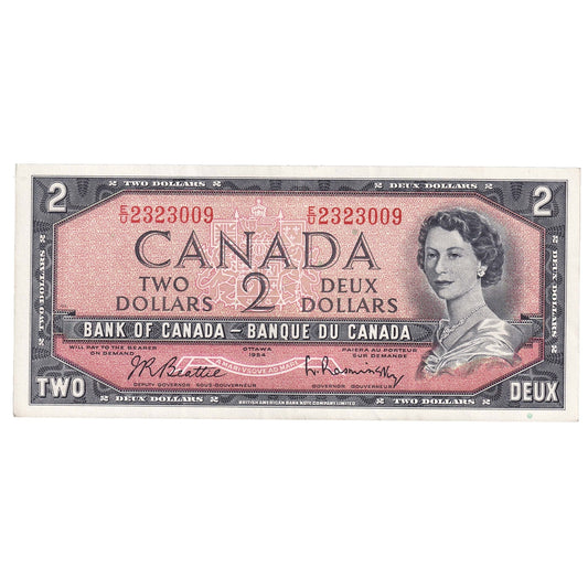 BC-38b 1954 Canada $2 Beattie-Rasminsky, E/U, AU