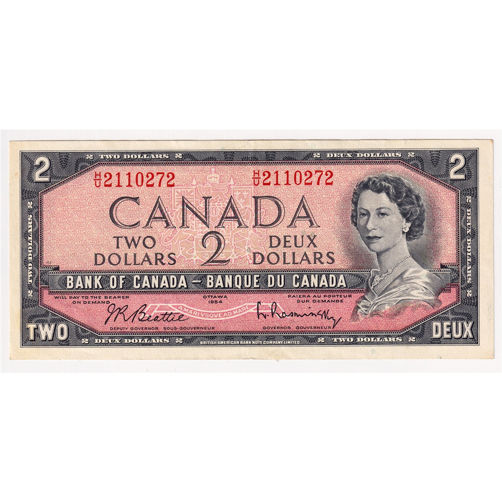 BC-38b 1954 Canada $2 Beattie-Rasminsky, H/U, Extra Fine (EF40)