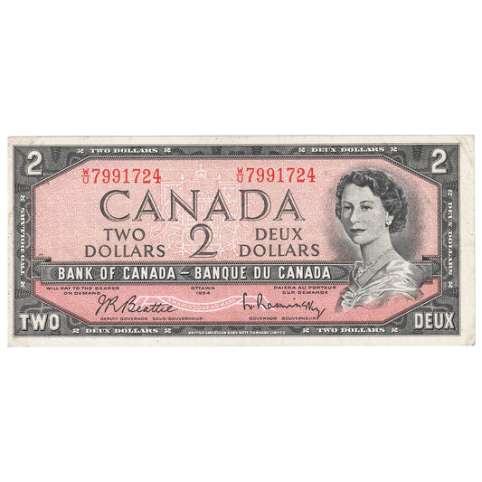 BC-38b 1954 Canada $2 Beattie-Rasminsky, W/U, Extra Fine (EF40)