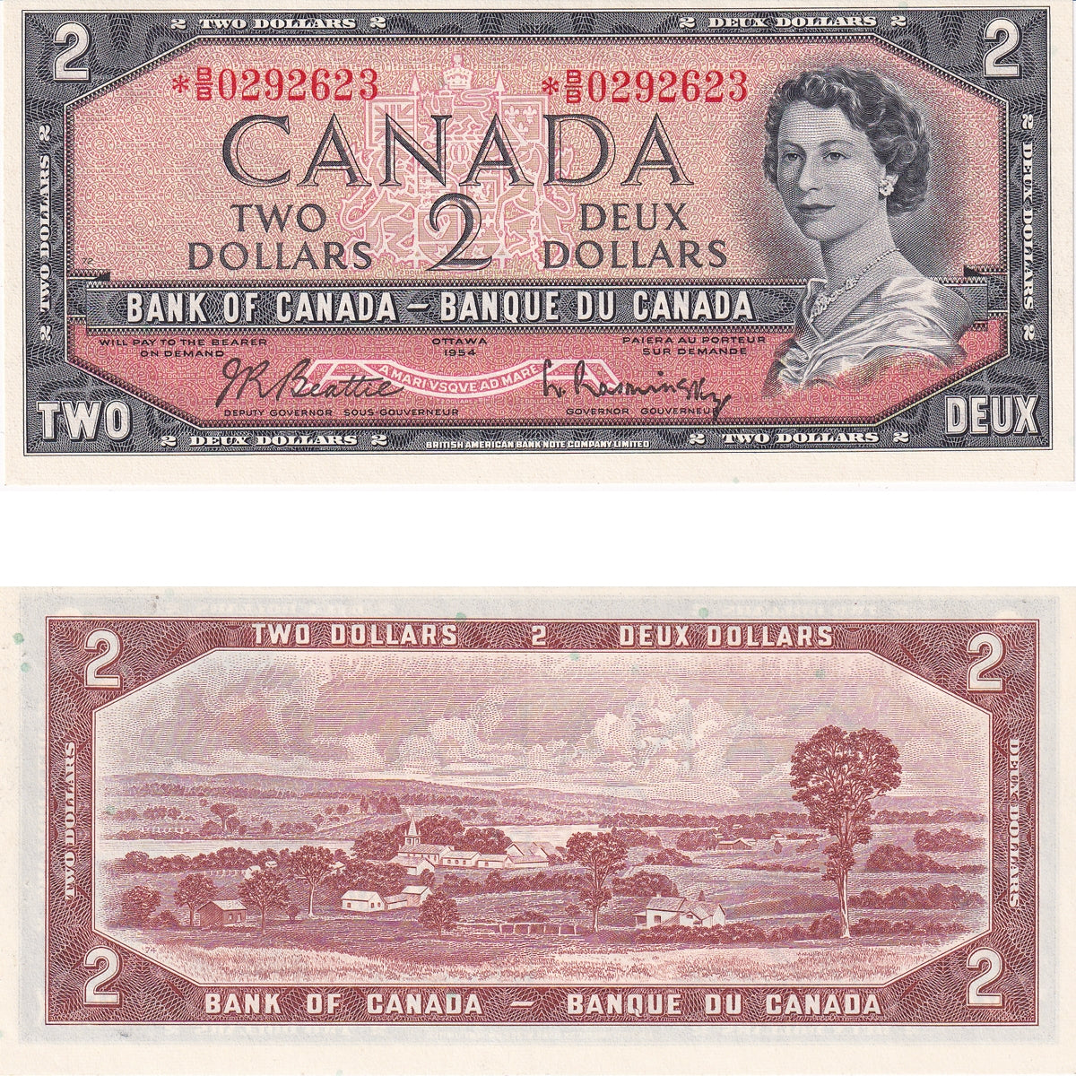 BC-38bA 1954 Canada $2 Beattie-Rasminsky, *B/B, Uncirculated (MS60)