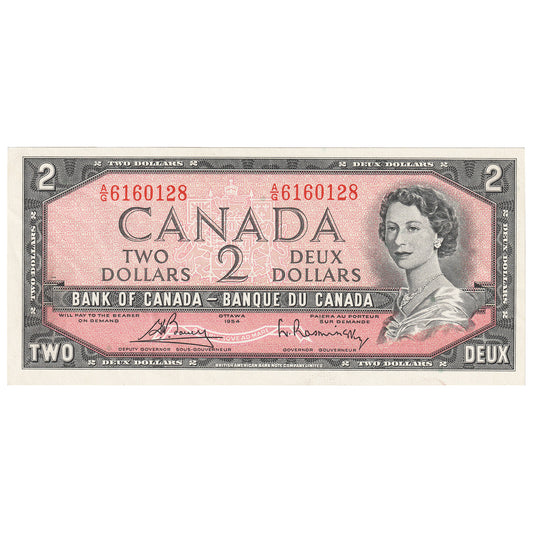 BC-38c 1954 Canada $2 Bouey-Rasminsky, A/G, AU