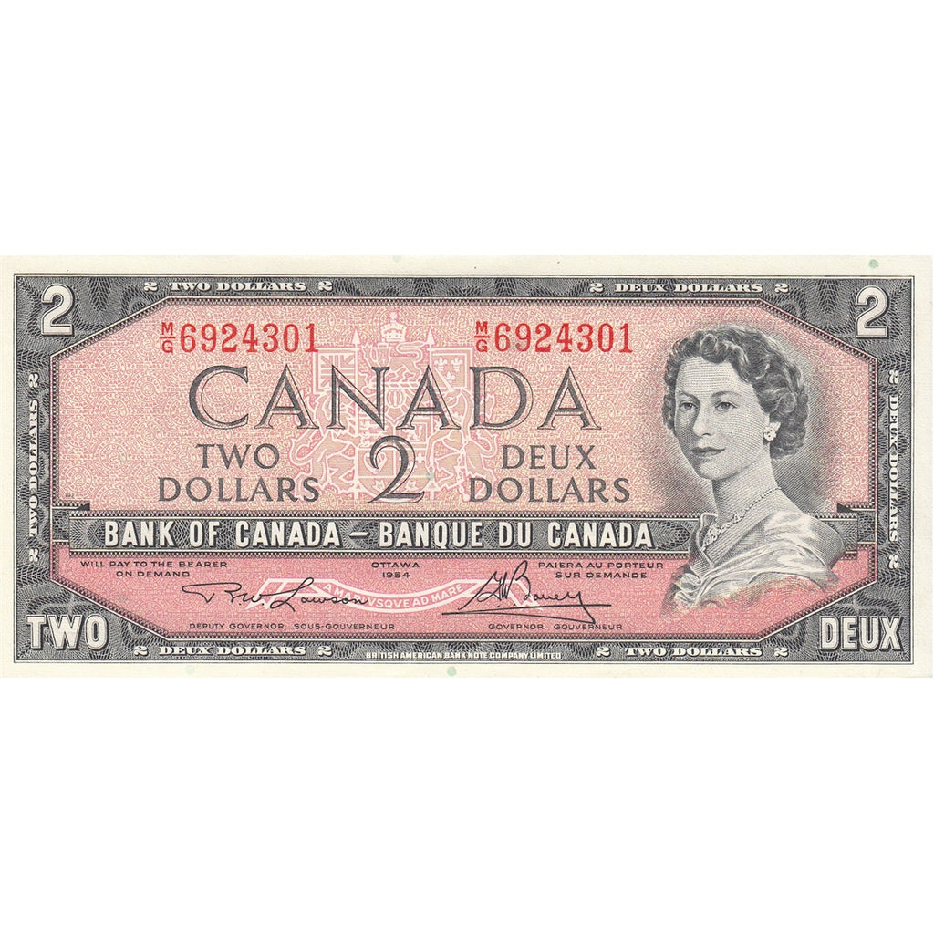 BC-38d 1954 Canada $2 Lawson-Bouey, M/G, AU-UNC (AU55)